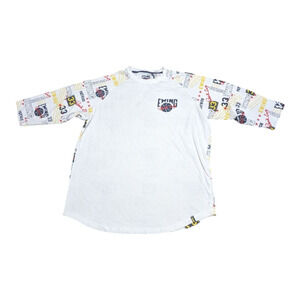 Patrick Ewing Athletics Men's AOP White Long Sleeve Crew Neck T-Shirt Size XL‎